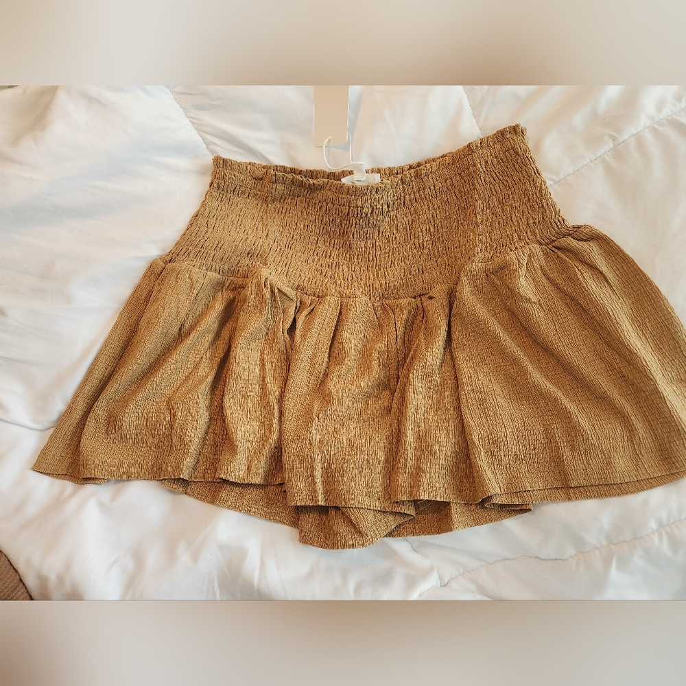 Women's Tan Smocked Shorts